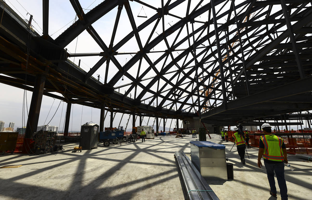 An interior view as construction continues during a tour of the Madison Square Garden Sphere at ...