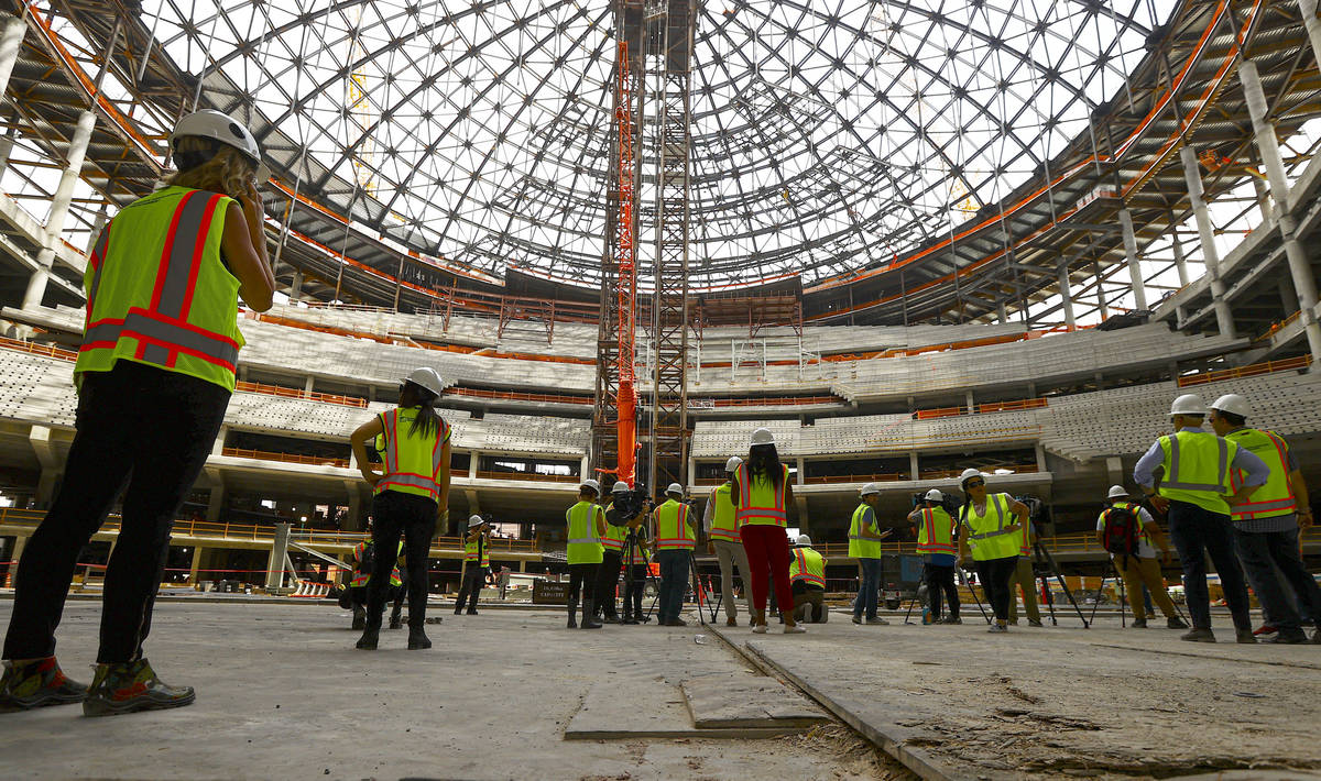 An interior view as construction continues during a tour of the Madison Square Garden Sphere at ...