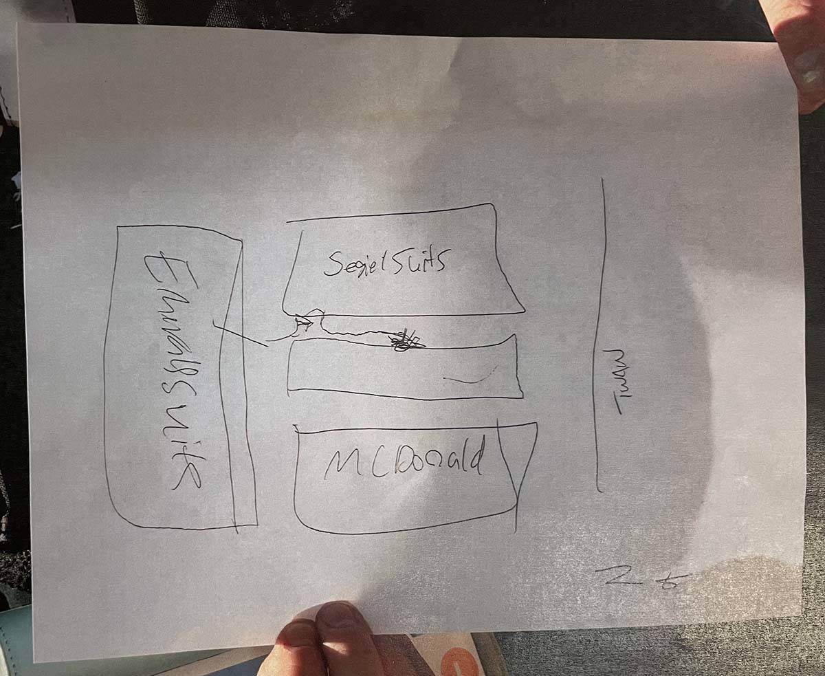 The map that authorities said was drawn by Terrell Rhodes to show where the body of 2-year-old ...