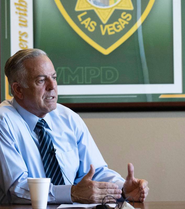 Clark County Sheriff Joe Lombardo speaks during an interview with the Review-Journal at the Las ...