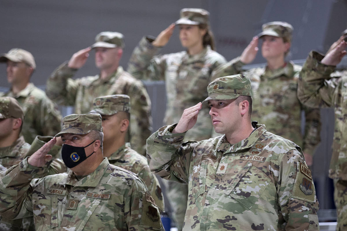 Air Force members attend the change of command ceremony for Maj. Gen. Case Cunningham, who will ...