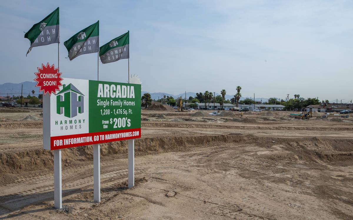 Sign for Arcadia by Harmony Homes off of Rancho Drive on Wednesday, June 15, 2021, in Las Vegas ...