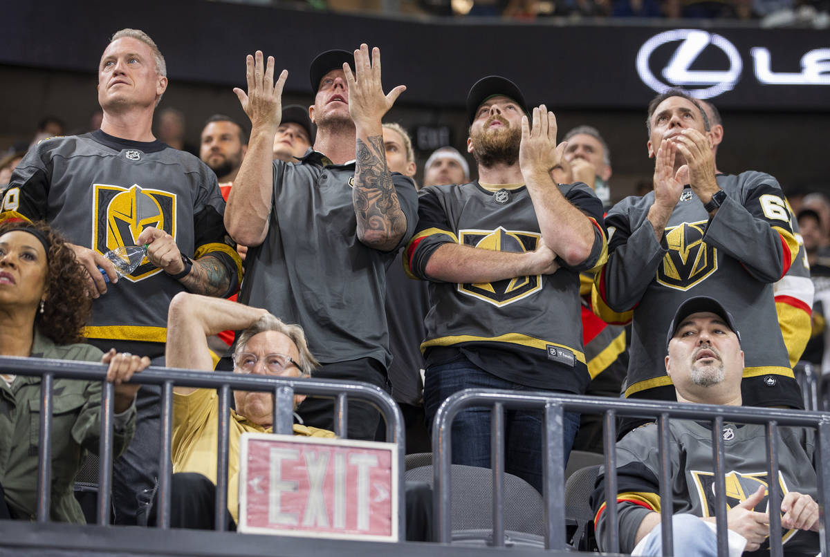 Golden Knights fans are dismayed as a goal is not counted versus the Montreal Canadiens during ...