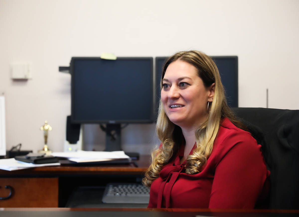 Clark County Coroner Melanie Rouse speaks to the Review-Journal Thursday, June 17, 2021, at the ...