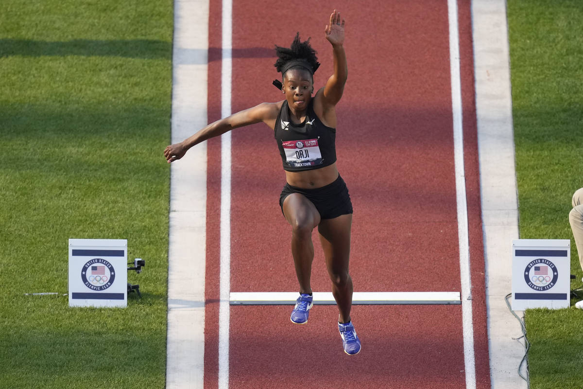 Keturah Orji competes during the finals of women's triple jump at the U.S. Olympic Track and Fi ...