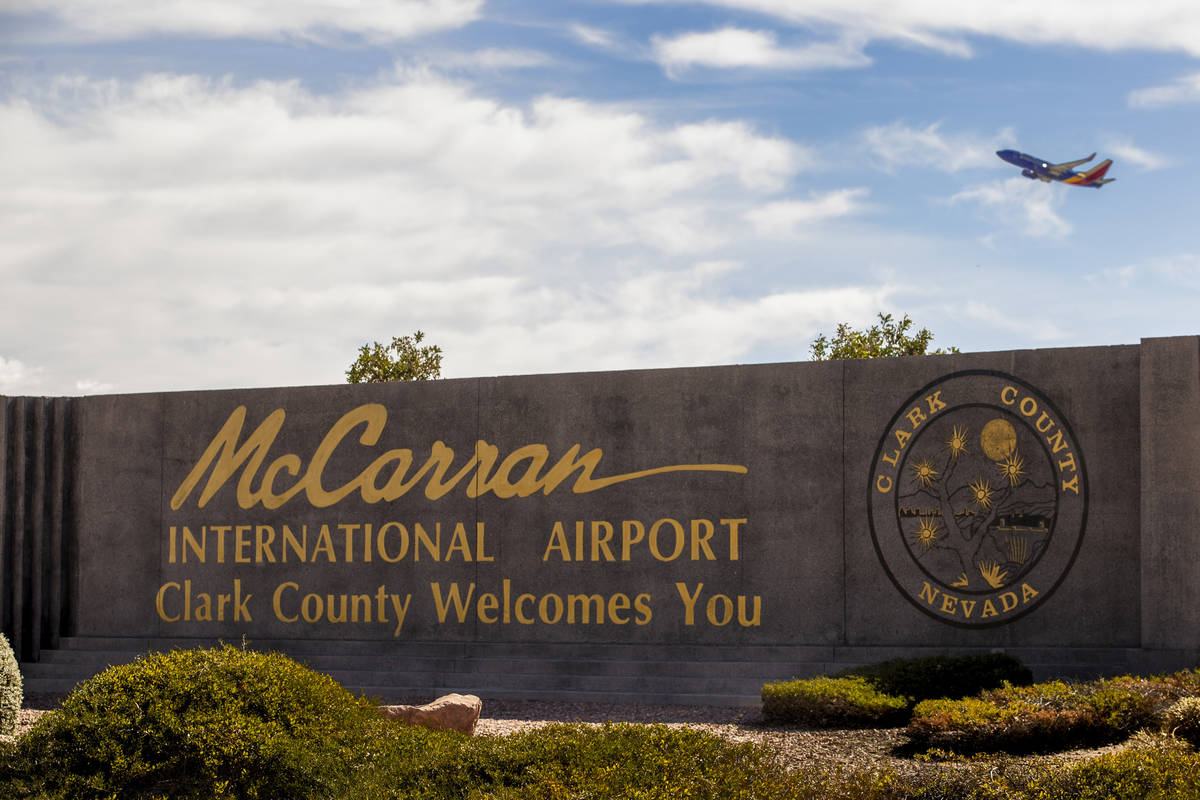 Sign for McCarran International Airport in Las Vegas. (L.E. Baskow/Las Vegas Review-Journal) @L ...