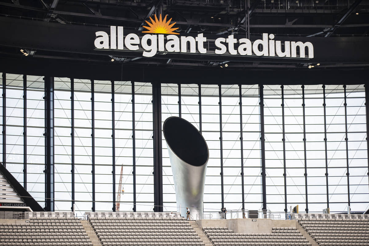 Allegiant Stadium, home of the Las Vegas Raiders, on Friday, Aug. 21, 2020, in Las Vegas. (Benj ...