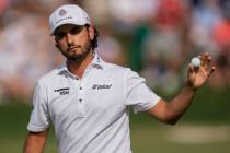 Abraham Ancer waves to the crowd after finishing the 18th hole during the final round of the W ...
