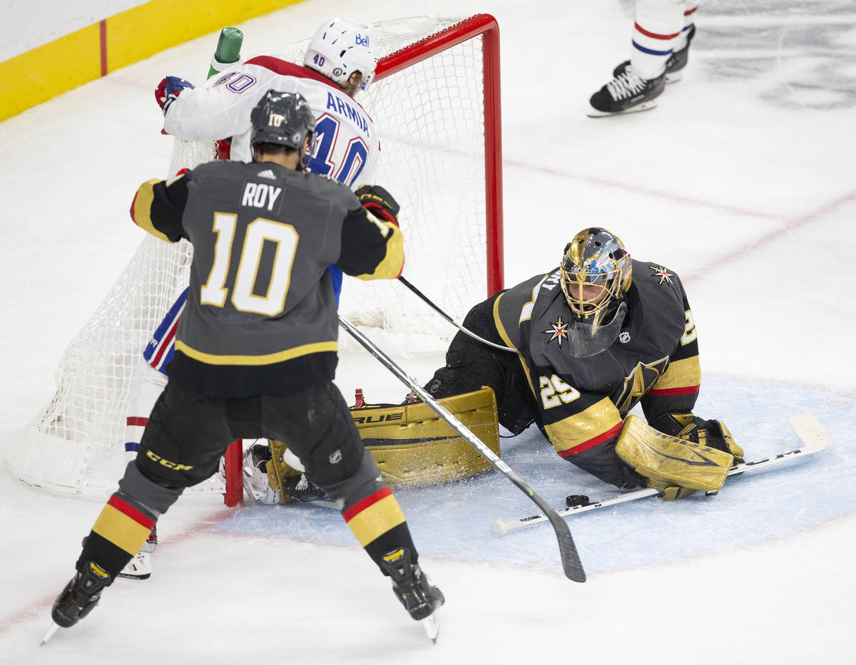 Vegas Golden Knights defenseman Alec Martinez skates during the first period of an NHL hockey game against the Calgary Flames on Thursday, March 16, 2023, in Las Vegas. (AP Photo/Ellen Schmidt Stock