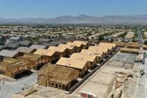 An aerial view of housing developments near North Decatur Boulevard and Farm Road in North Las ...