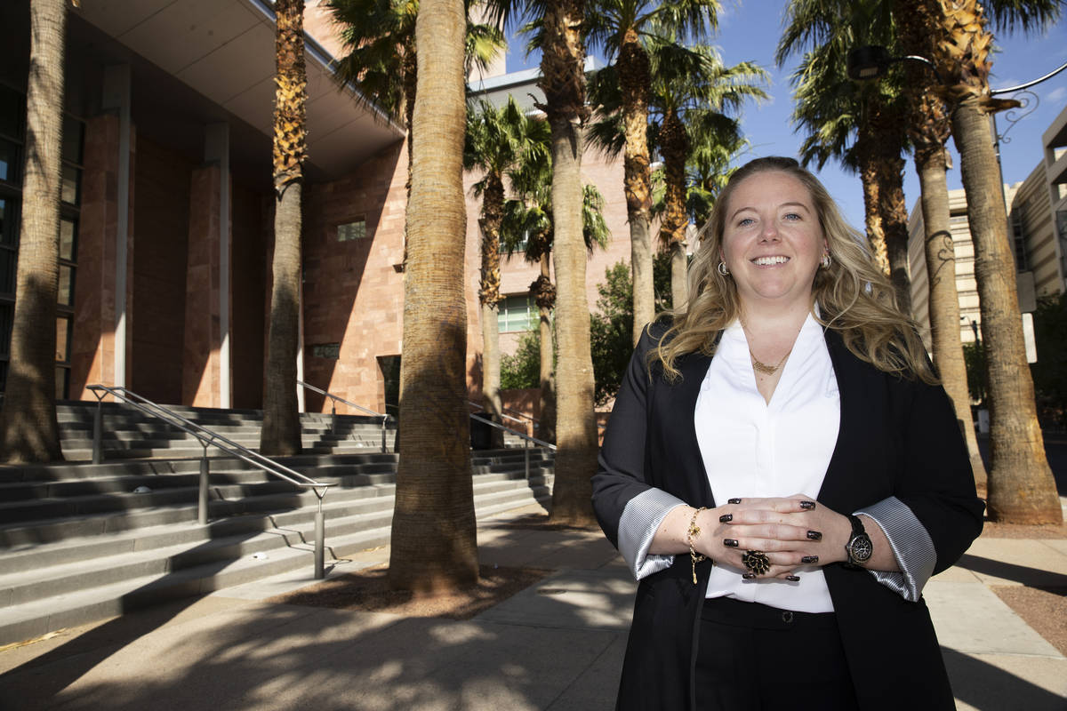 Kaila Leavitt of Leavitt Evictions, poses for a portrait at the Regional Justice Center in Las ...