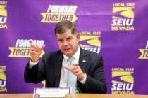 U.S. Secretary of Labor Marty Walsh meets with SEIU Local 1107 labor union members in Las Vegas ...