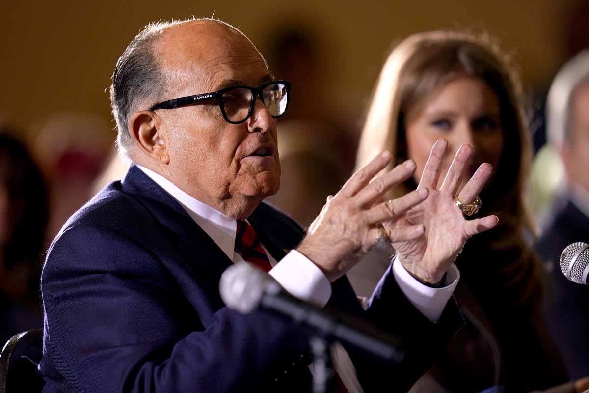 In this Nov. 25, 2020, file photo former Mayor of New York Rudy Giuliani, a lawyer for Presiden ...