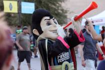 Lights FC Mascot Cash the Soccer Rocker entertains the crowd before the start of a USL Champion ...