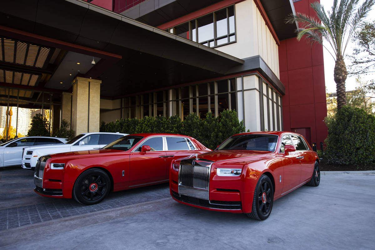 A pair of Rolls-Royce Phantoms are seen at the Crockfords porte-cochere on the opening night of ...