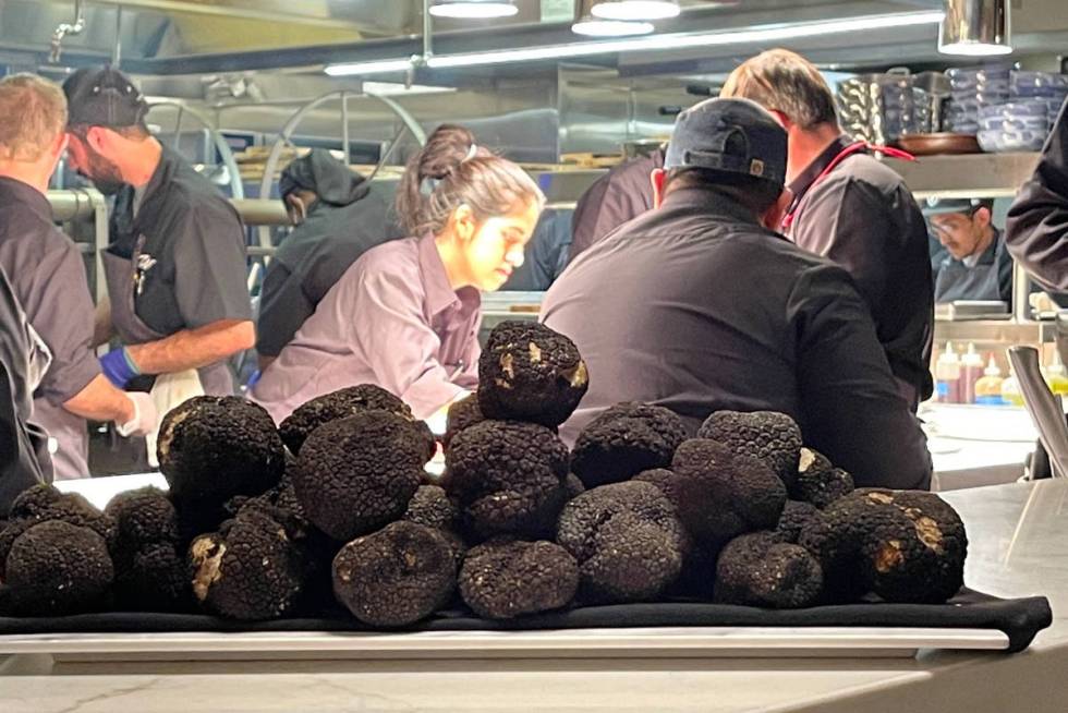 An open plate of truffles seen at Wally's Wine & Spirits at at Resorts World's opening on Thurs ...