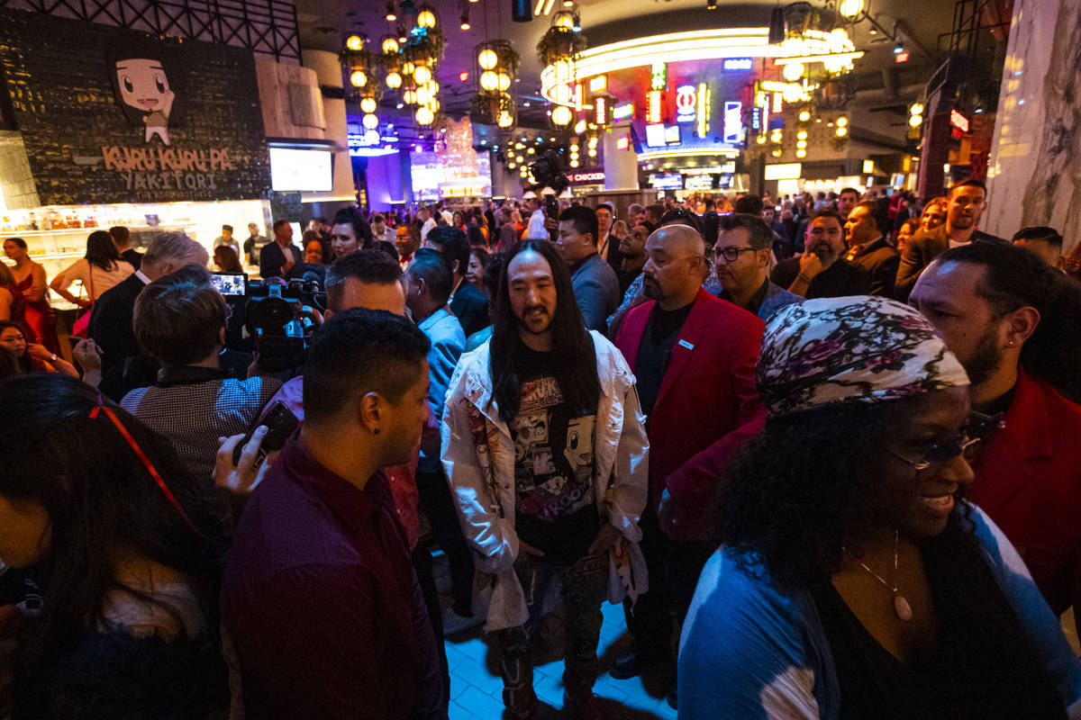 Steve Aoki checks out the scene during the opening night of Resorts World Las Vegas on Thursday ...