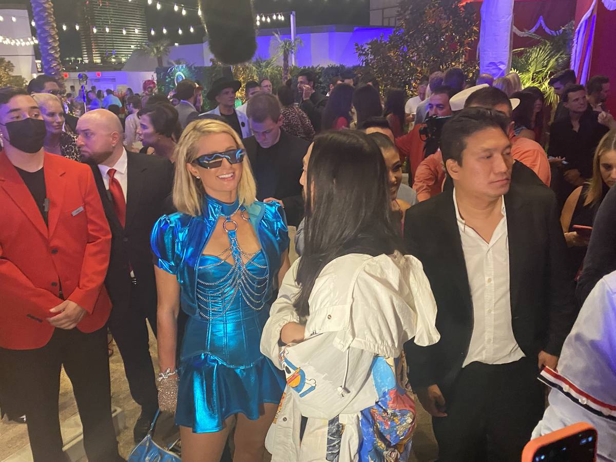 Paris Hilton and Steve Aoki are shown at the opening party of Resorts World Las Vegas on Thursd ...