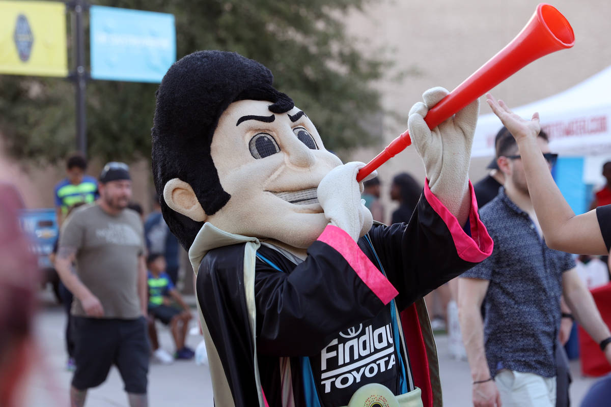 Lights FC Mascot Cash the Soccer Rocker entertains the crowd before the start of a USL Champion ...