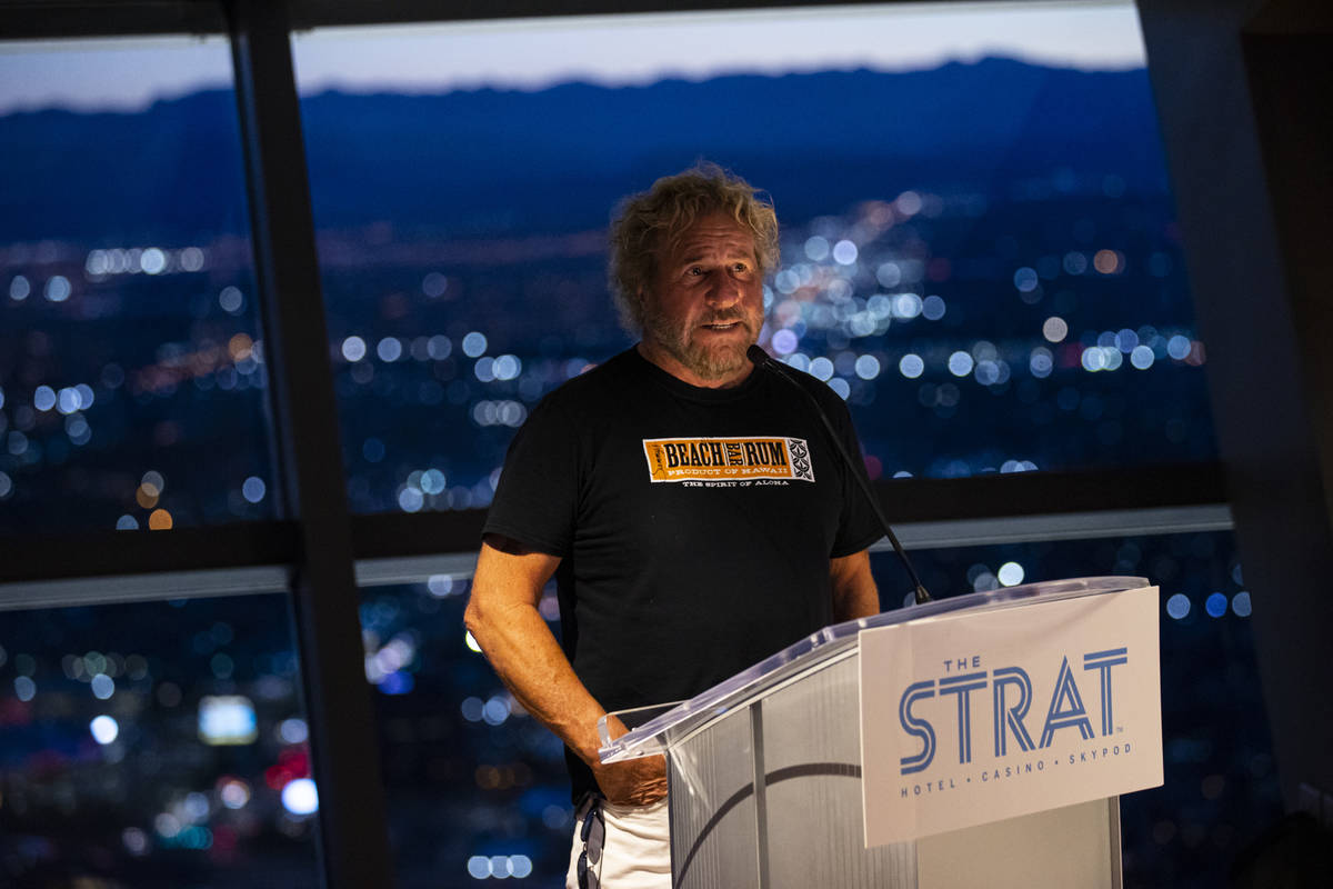 Sammy Hagar talks about his newly announced residency at The Strat, slated to begin Oct. 29, in ...