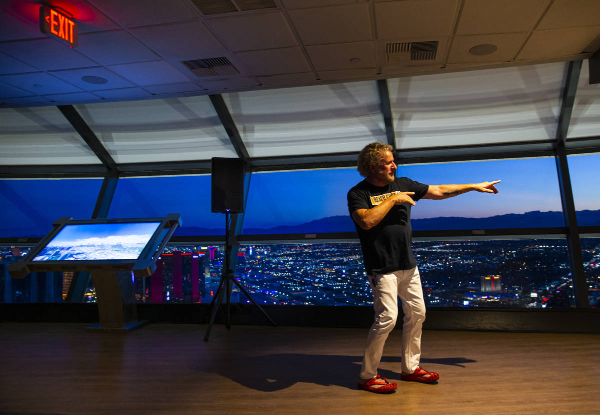 Sammy Hagar prepares to talk about his newly announced residency at The Strat, slated to begin ...