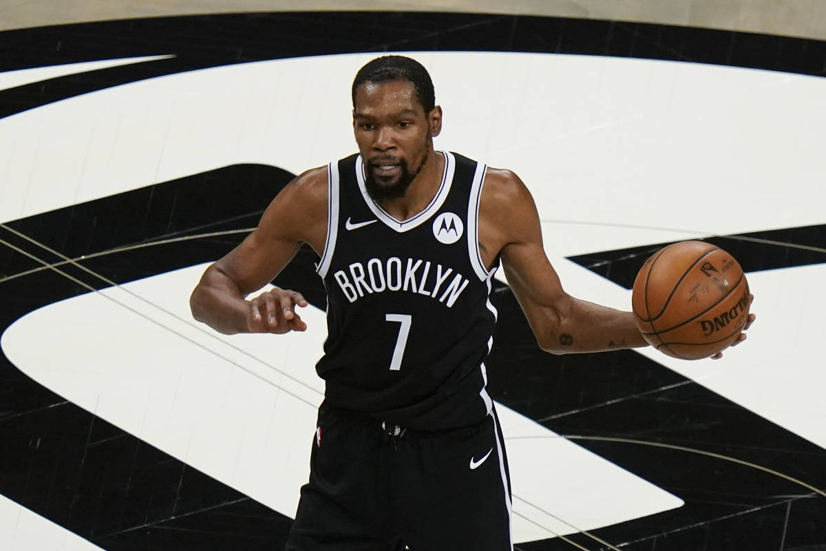 Brooklyn Nets' Kevin Durant (7) during the first half of Game 7 of a second-round NBA basketbal ...
