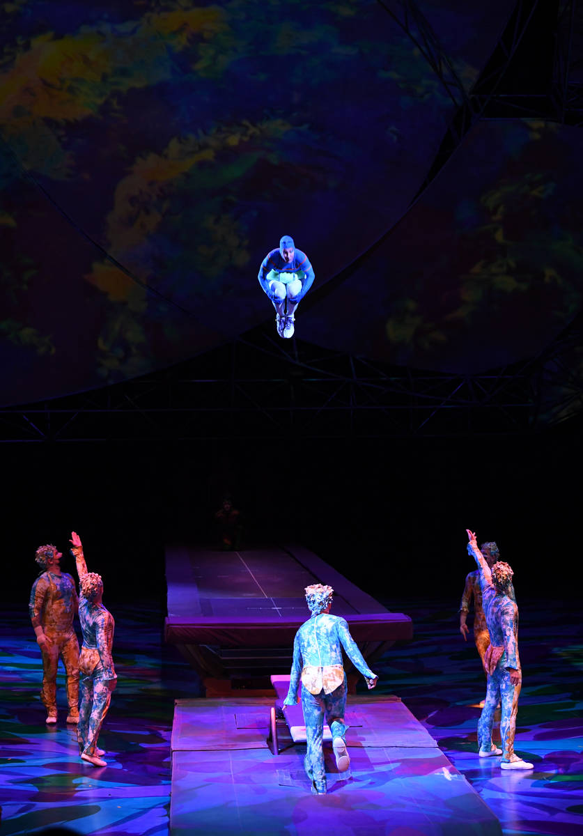 Cirque du Soleil's "Mystère" artists perform at the reopening of "Mystère" at Treasure Island ...