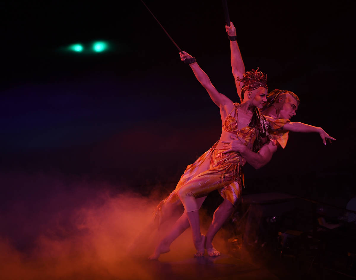 Cirque du Soleil's "Mystère" artists perform at the reopening of "Mystère" at Treasure Island ...