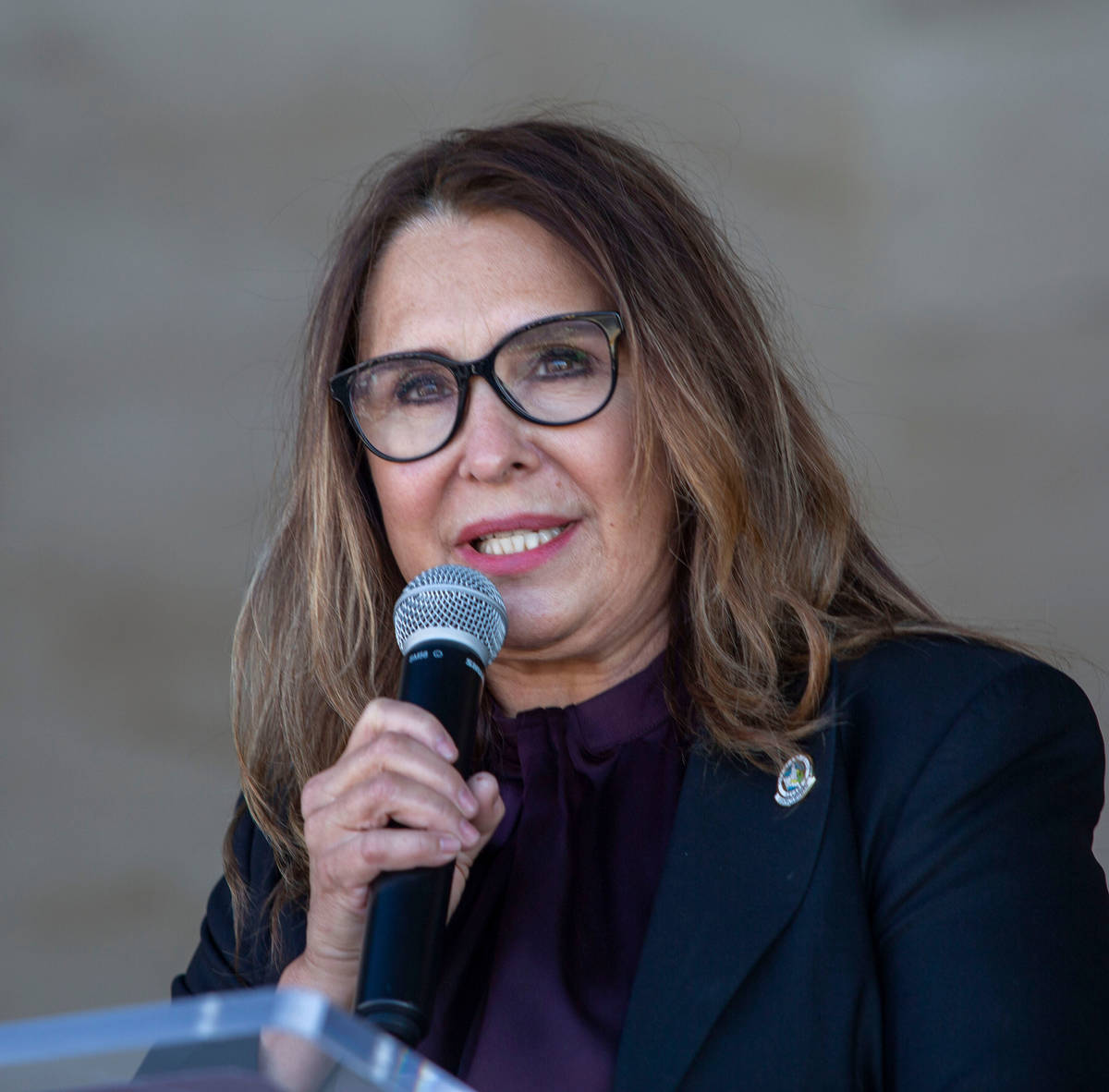 Las Vegas Councilwoman Victoria Seaman speaks during a news conference in January 2020. (Elizab ...