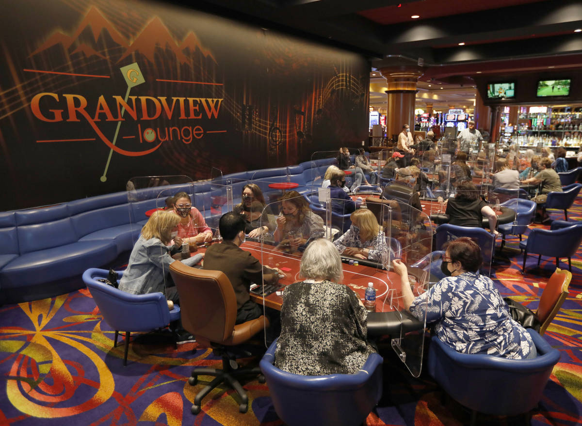 Women play in $175 No-Limit Hold'em Ladies tournament during 2021 Nevada State Ladies Poker Cha ...