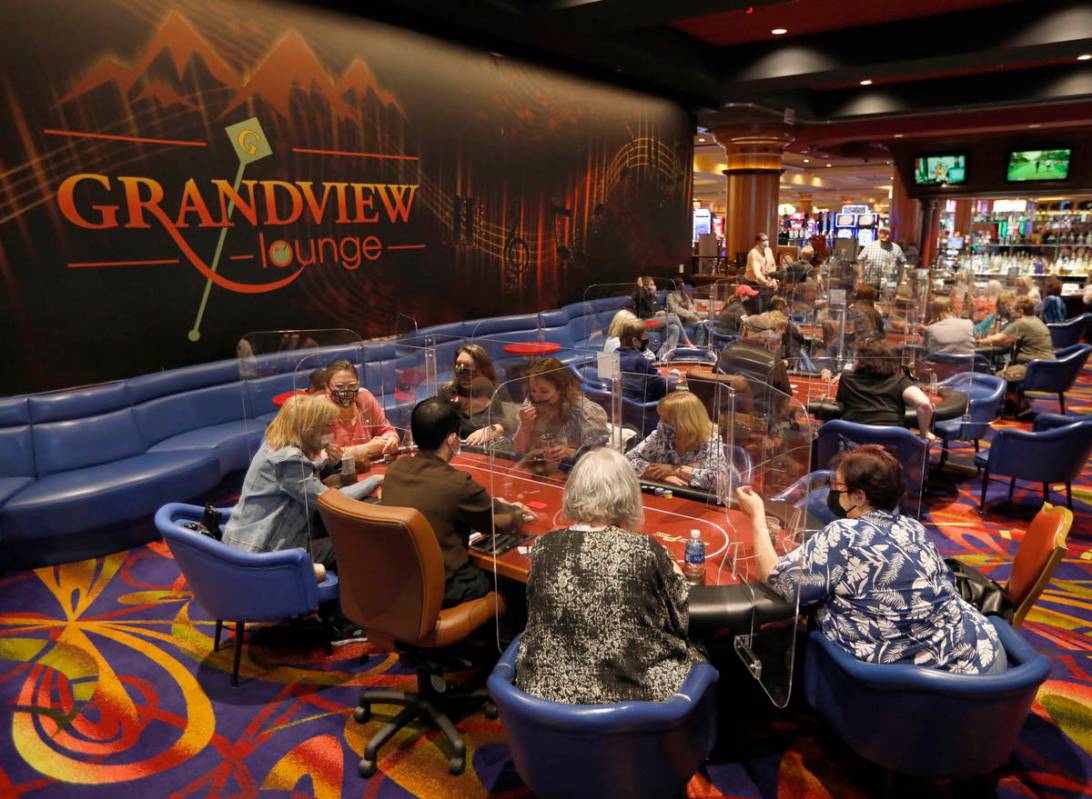 Women play in $175 No-Limit Hold'em Ladies tournament during 2021 Nevada State Ladies Poker Cha ...