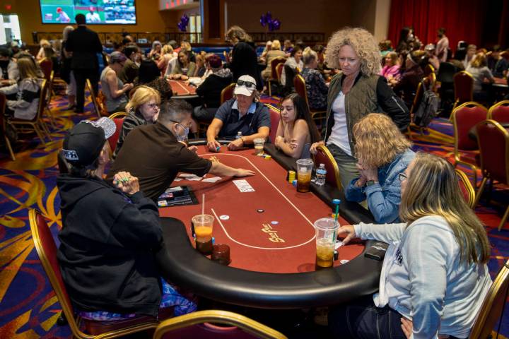 Players compete in the $350 buy-in Ladies International Poker Series (LIPS) championship within ...
