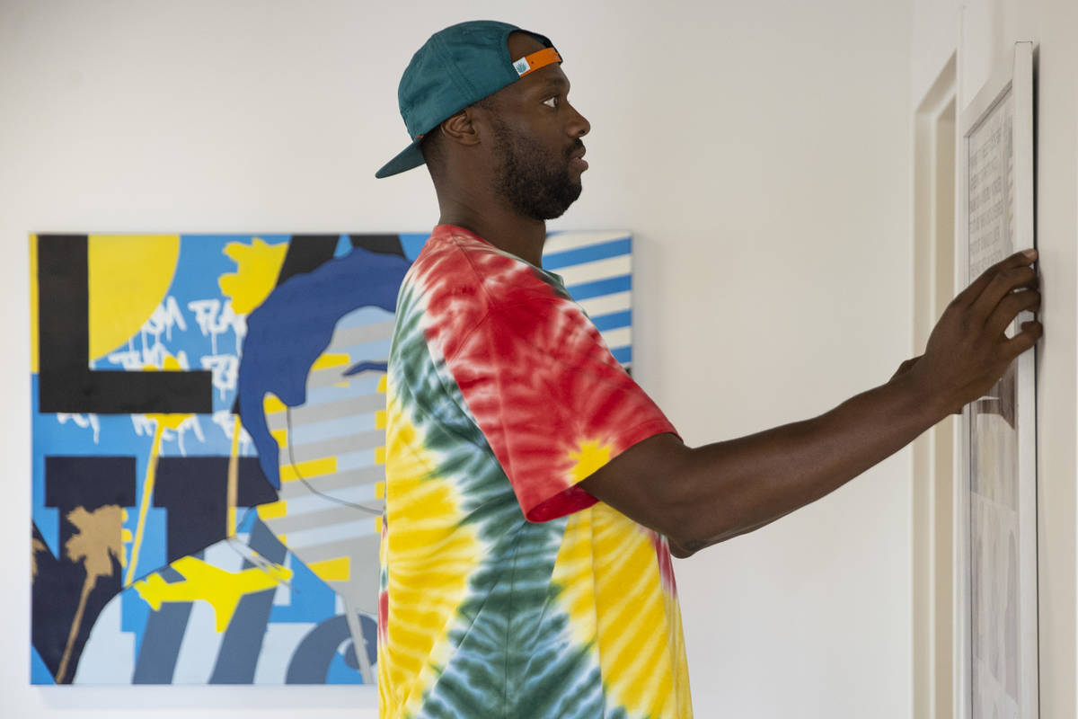 Artist Rod Benson, a former professional basketball player in the National Basketball League, p ...