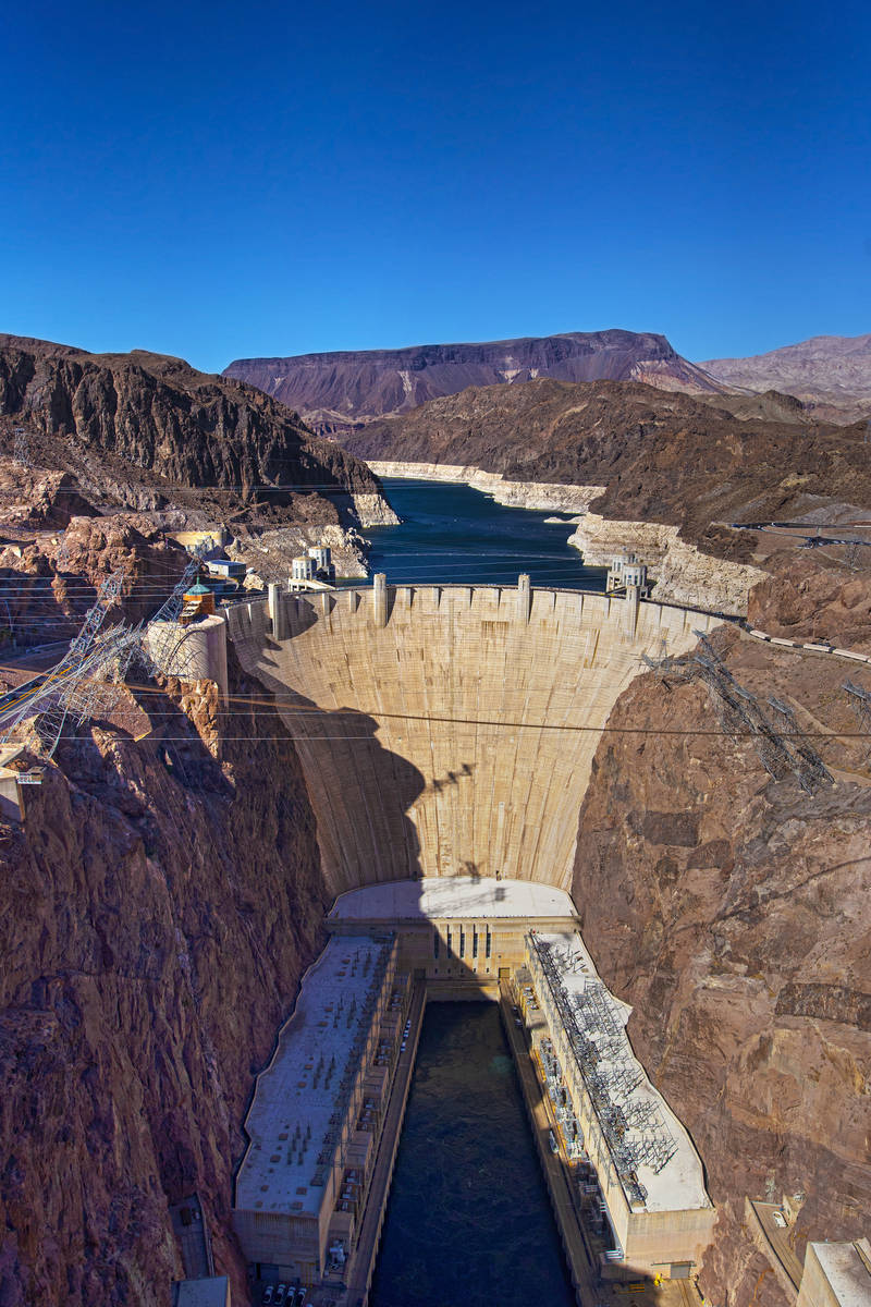 Lake Mead and the Hoover Dam on Tuesday, June 8, 2021, in Boulder City, Nev. (Benjamin Hager/La ...