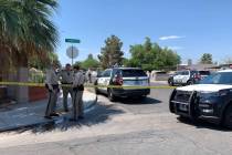 Police investigate a homicide on the 1700 block of Euclid Avenue in Las Vegas on Thursday, July ...