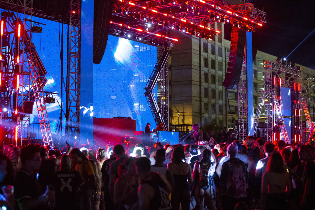 ATLiens perform at the Downtown Las Vegas Events Center in Las Vegas, Friday, July 2, 2021. (Er ...