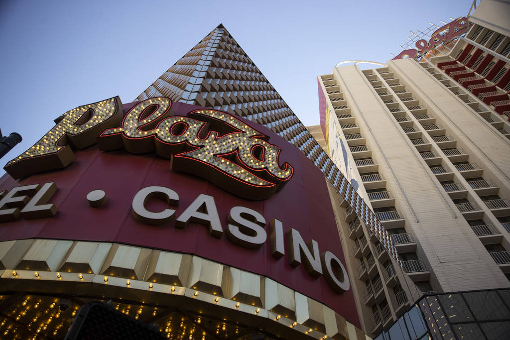 The Plaza hotel-casino in Las Vegas, Thursday, July 1, 2021. (Erik Verduzco / Las Vegas Review- ...