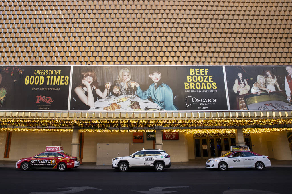 The Plaza hotel-casino in Las Vegas, Thursday, July 1, 2021. (Erik Verduzco / Las Vegas Review- ...
