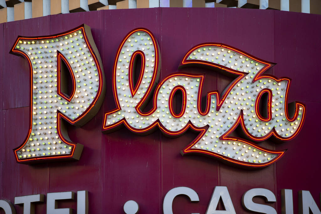 The Plaza hotel-casino in Las Vegas, Thursday, July 1, 2021. (Erik Verduzco / Las Vegas Review- ...