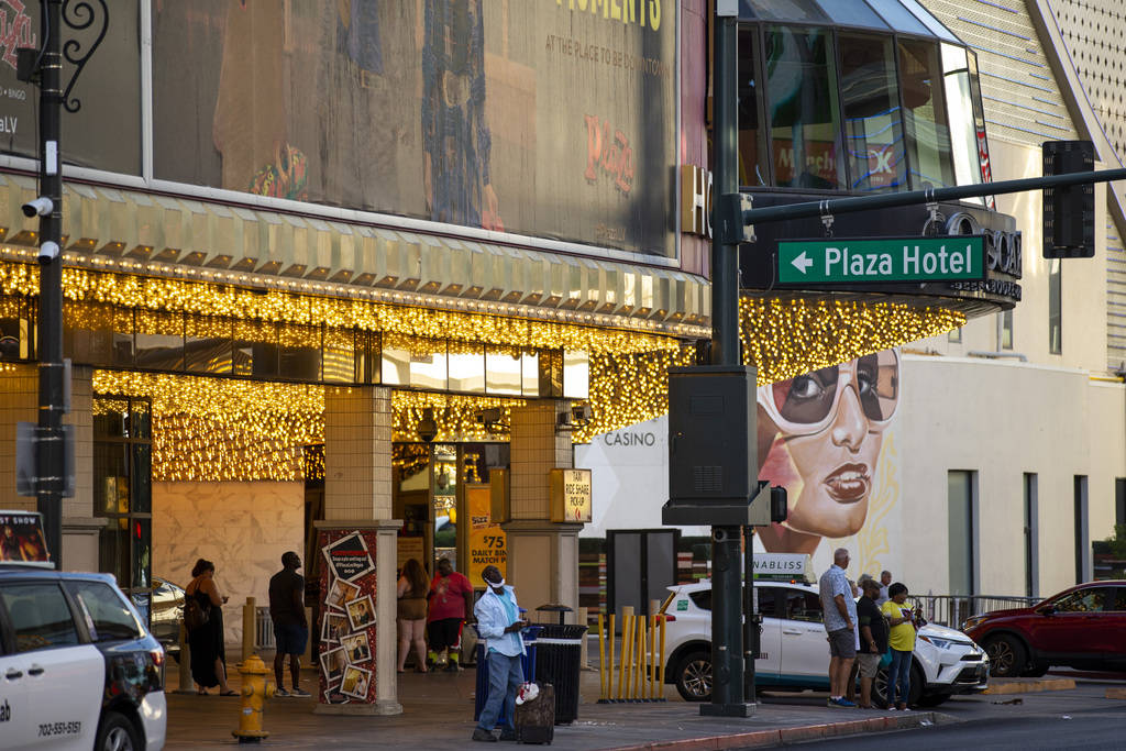 The Plaza hotel-casino in Las Vegas, Thursday, July 1, 2021. (Erik Verduzco / Las Vegas Review- ...