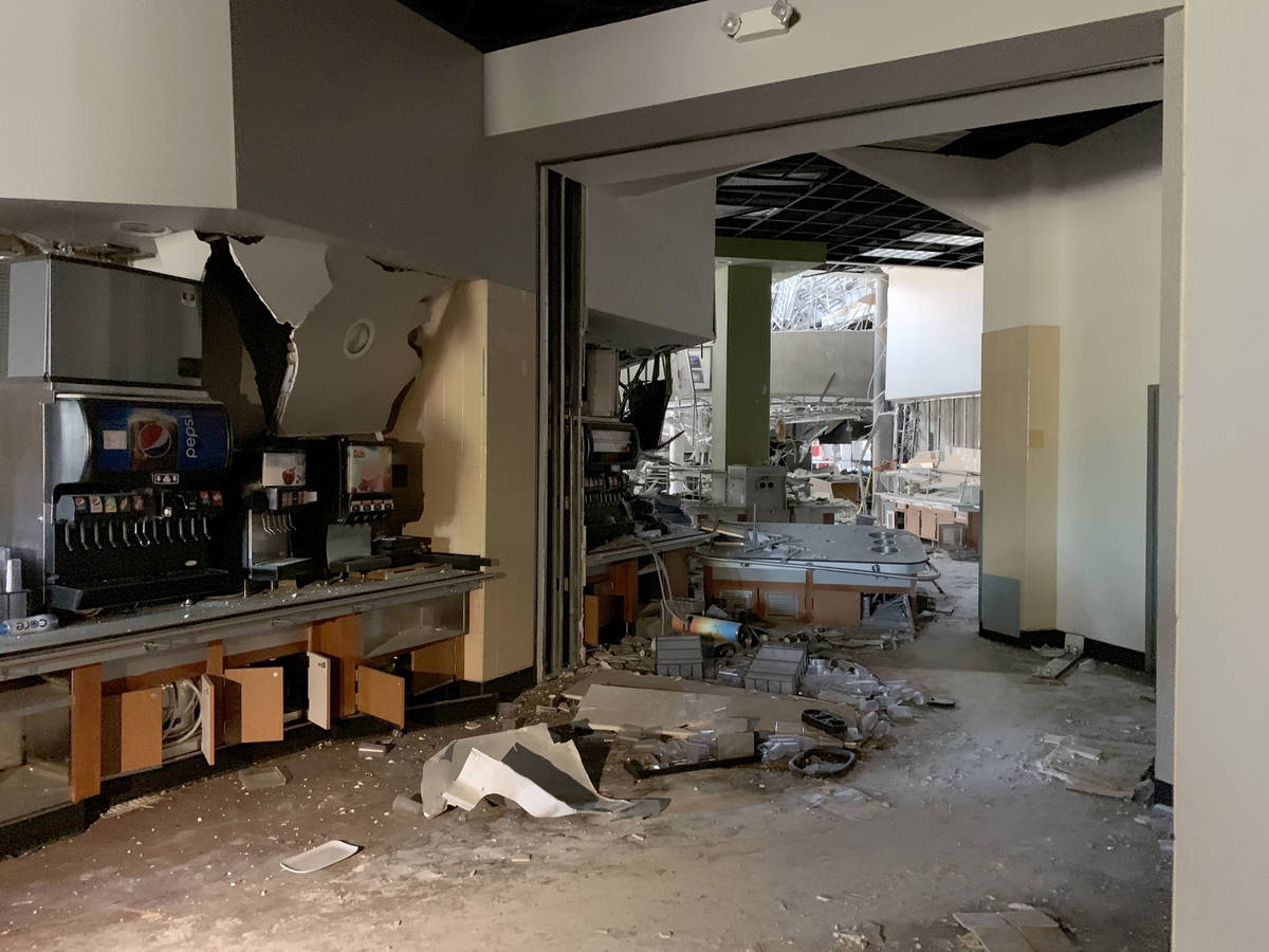 Looking toward the site of the explosion that damaged Argenta Hall at University of Nevada, Ren ...