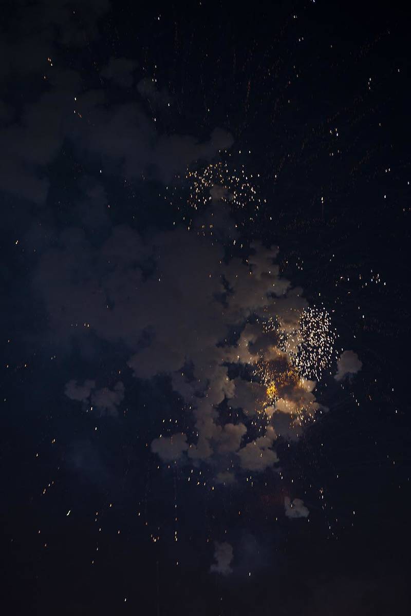 Fireworks go off in celebration of the 45th anniversary of Palace Station and Station Casinos i ...