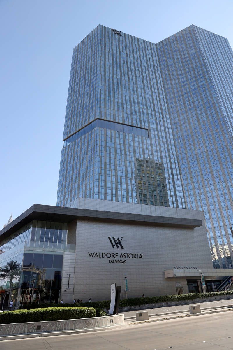 Waldorf Astoria located within CityCenter, on the Strip in Las Vegas Thursday, July 2, 2021. (K ...
