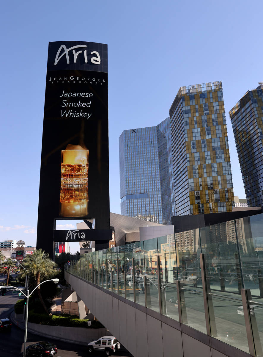 A pedestrian bridge to Aria, Waldorf Astoria and Veer Towers condominiums located within CityCe ...