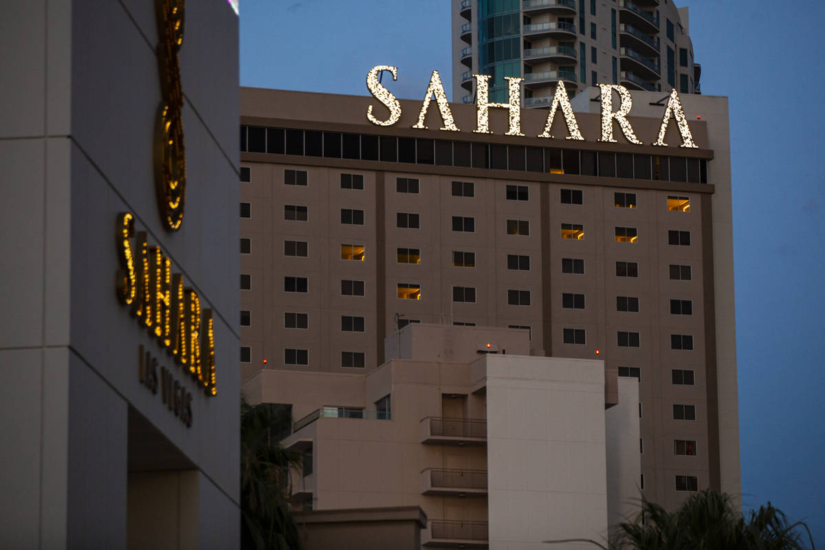 A view of the Sahara Las Vegas on Tuesday, July 21, 2020. (Chase Stevens/Las Vegas Review-Journ ...