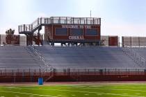 The football field at Legacy High School in North Las Vegas Wednesday, June 30, 2021. (Rachel A ...