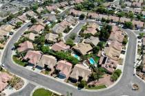 An aerial view of housing near Paseo Verde Parkway in Henderson, Nevada on Tuesday, June 29, 20 ...