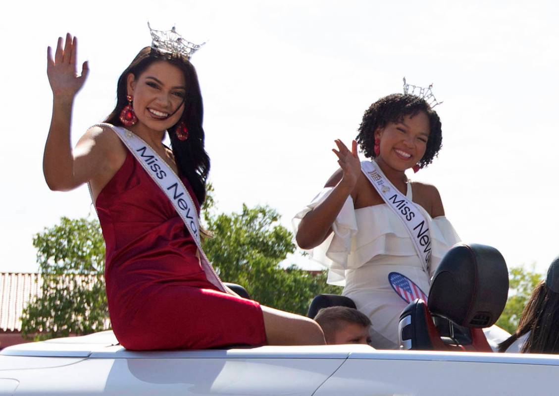 Miss Nevada 2021 Macie Tuell, left, and Miss Nevada's 2021 Outstanding Teen Isabella McGinnis w ...