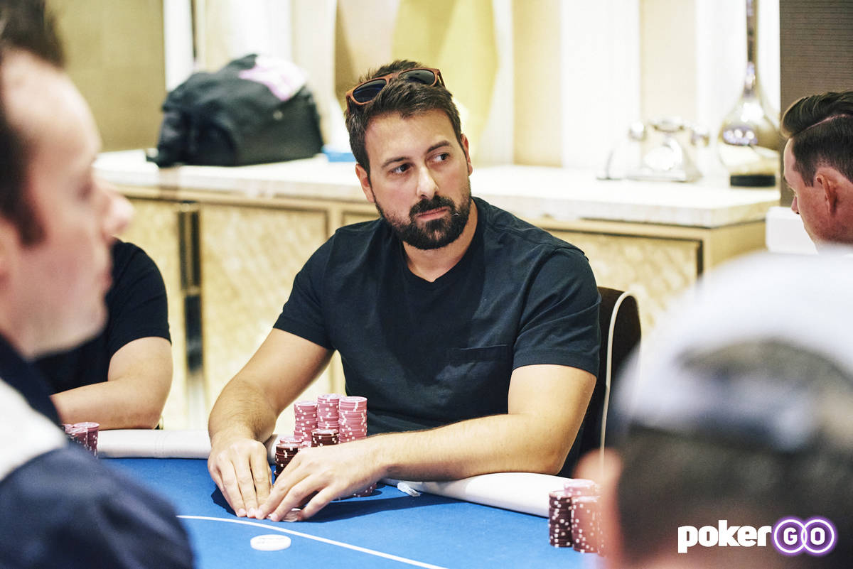 Clayton Maguire plays on an earlier day of the Wynn Millions. (Antonio Abrego/PokerGO)