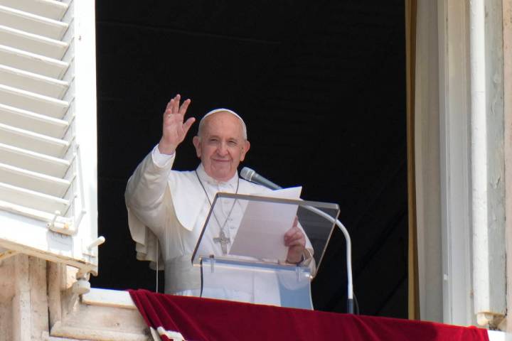 FILE - In this Sunday, July 4, 2021 file photo, Pope Francis waves to the crowd as he arrives t ...